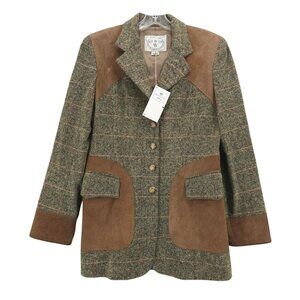 NEW WATHNE Vintage Blazer Wool Equestrian Hunting Plaid Speckled Size 8
